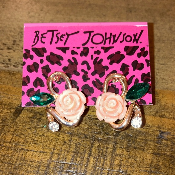 Betsey Johnson Jewelry - Betsey Johnson Rose and Leaf Earrings NWT